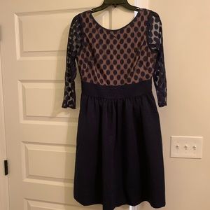 Eliza J Navy and Nude Dot Dress